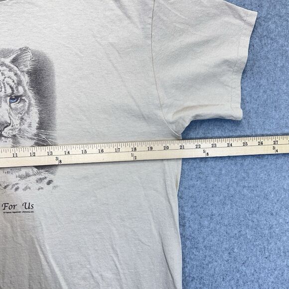 Vintage Tiger Speak For Us Mens Large L Tan T-Shirt Y2K Graphic Nature Tee - Picture 6 of 6